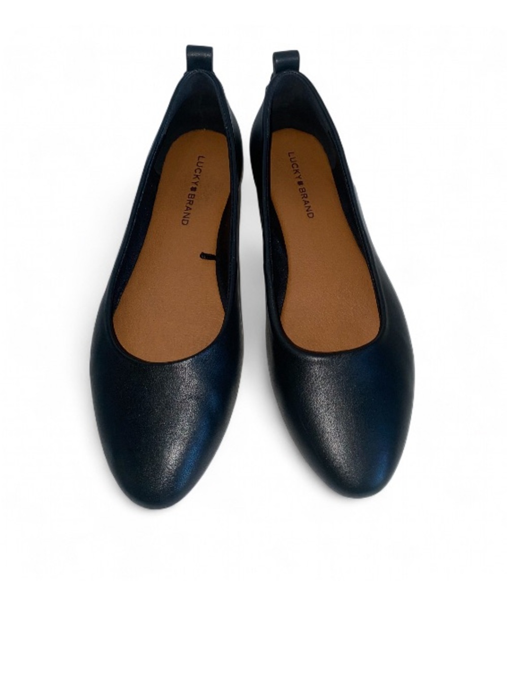Lucky Brand Women's Black Leather Slip-On Ballet Flats